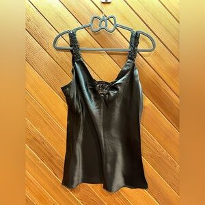 Nine West Black 100% Silk Camisole with Lace Straps
